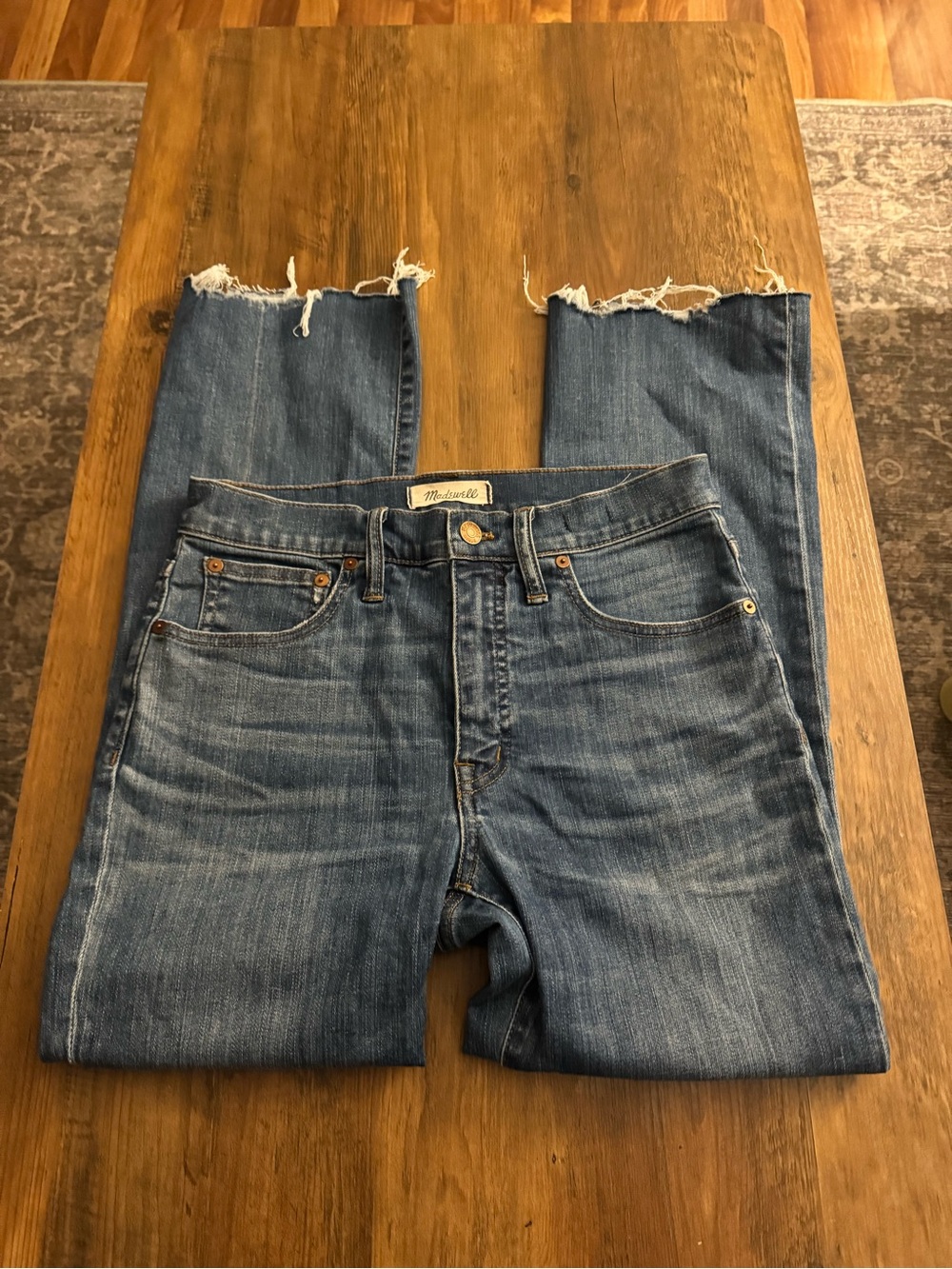 Madewell Cali Demi-Boot Jeans: Destructed-Hem Edition | size 27 | High Rise - Picture 3 of 9